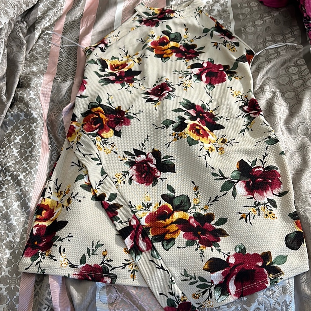 Floral rainbows, dress cream, and in black